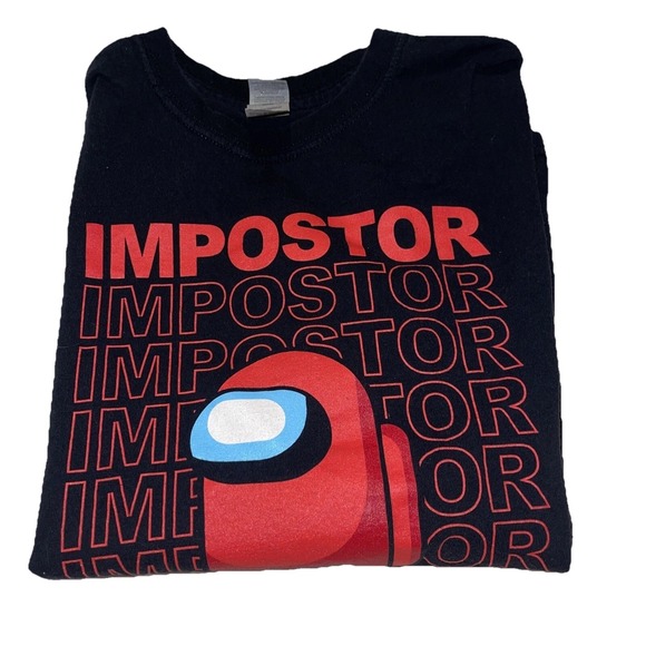 Gift Lot Among Us Red Imposter black T Shirt Jrs XL 14/16 Lrg Red Imposter Plush - Picture 7 of 12